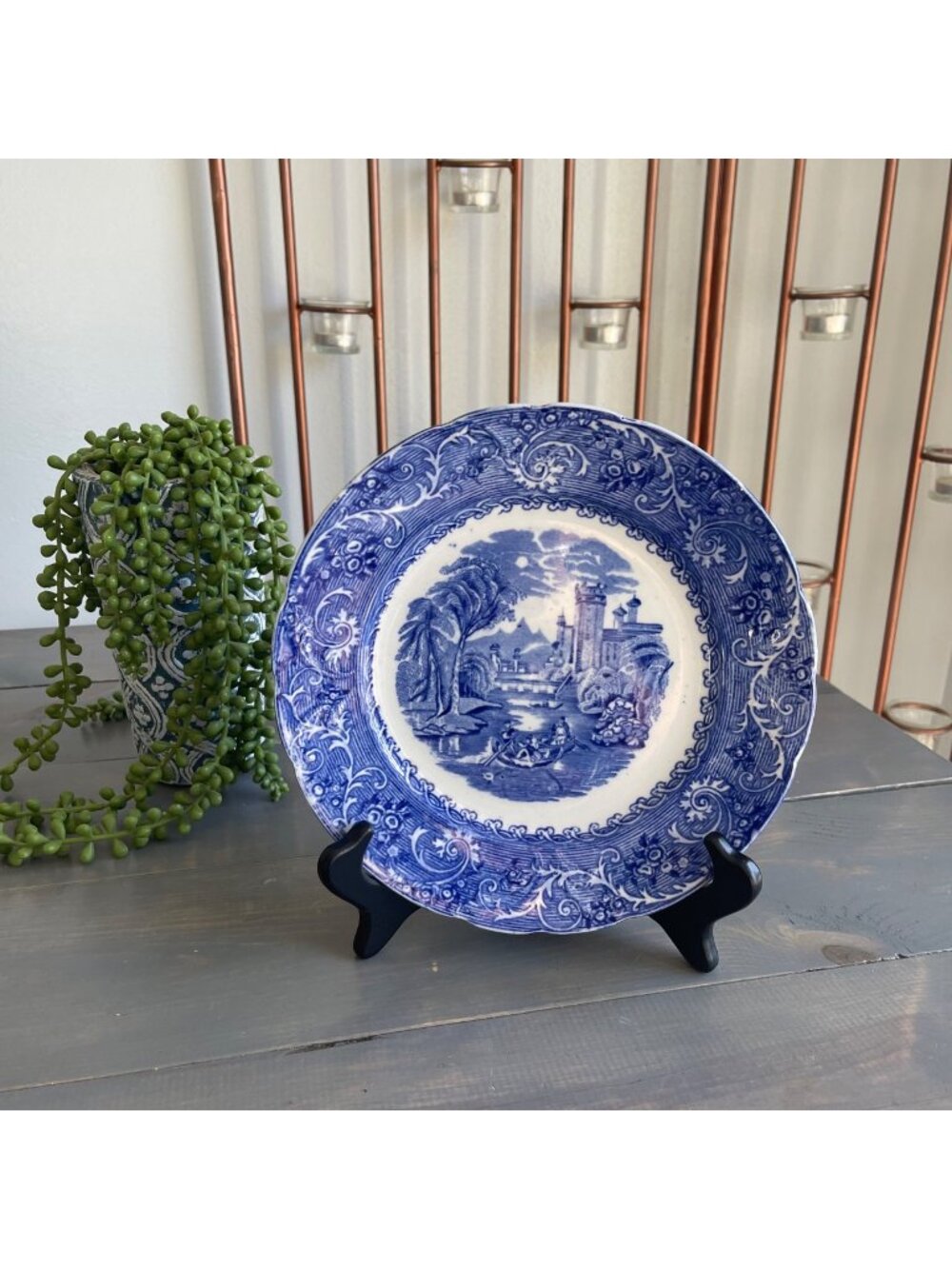 Antique Bourne & Leighton Decorative Plate Blue Rhine Made in England
